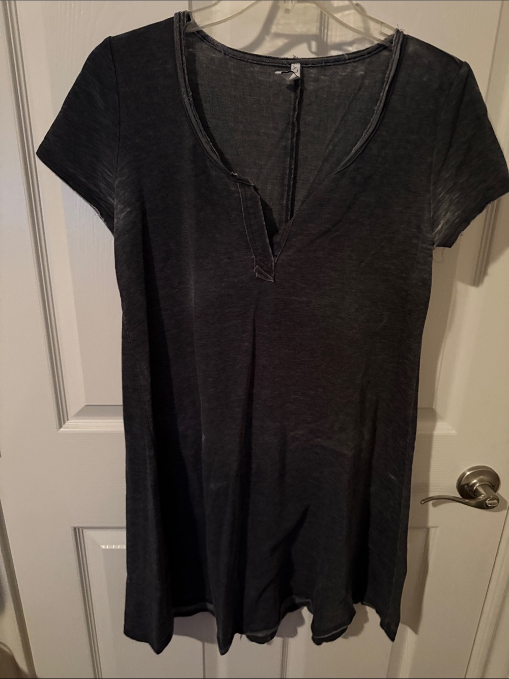 Z Supply Washed Black V-Neck Short Sleeve Swim Coverup